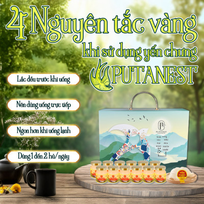 Yến chưng Saffron PUTANEST hộp quà tặng cao cấp 12 hũ 70ml bổ dưỡng đẹp da ngừa lão hoá