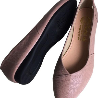 Giày búp bê Trường Hải màu hồng phấn da bò thật mềm mại đê cao su không trơn trượt  BB088 [HÌNH ẢNH THẬT ]