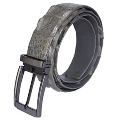 HP4809 - Dây nịt nam Huy Hoàng da cá sấu nguyên con 3,5P đầu kim màu xám