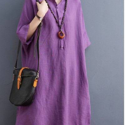 Đầm nữ dáng suông chất đũi mát mẻ, thiết kế đuôi tôm xẻ điệu, tiểu thư, nhẹ nhàng,  Da208