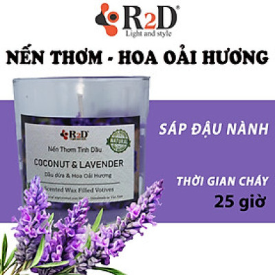 Nến Thơm, Tinh Dầu Coconut-Lavender, Nến Thư Giãn [Ly 300g], Đến Từ Shop R2D, Thành Phần Tự Nhiên, Lành Tính.