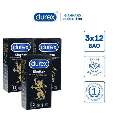 Bộ Bao Cao Su Durex Kingtex 3 Hộp 12 Bao