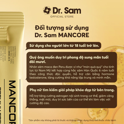 Hộp quà tặng 3 Hộp nhỏ - Nước uống Dr. Sam MANCORE  & youthology giúp bổ sung năng lượng toàn diện -  30 gói x 10ml