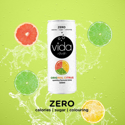 [Lốc 6 Lon] Nước Ngọt Có Ga Không Calo Vida, Hương Cam Chanh, Táo, Vải Muối, Nhập Khẩu Malaysia - 6 Lon x 325ml