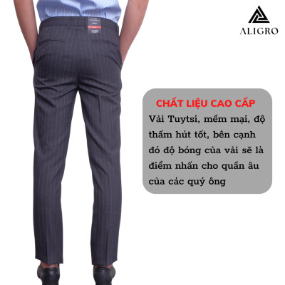 Quần Âu Nam Màu Ghi Xám Kẻ Sọc Chất Liệu nano Cao Cấp, Form Chuẩn Slim,tôn Dáng Thương Hiệu Aligro Algo1057