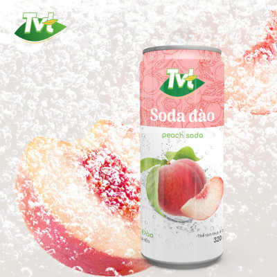 [Thùng 24 lon 320ml] Soda Đào TVT - Nước cốt đào tự nhiên cùng soda nhẹ nhàng