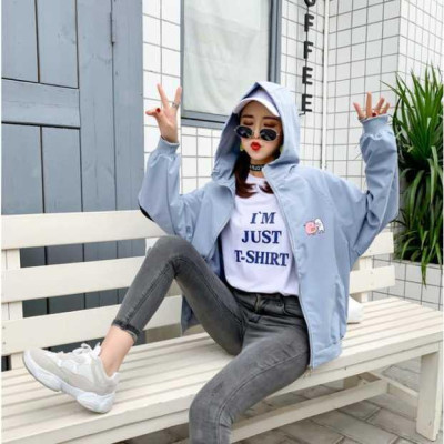  Áo khoác chống nắng nữ dù 2 lớp in chữ sau lưng cực hót - M134