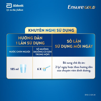 Sữa Bột Ensure Gold Abbott Hương Vani Truyền Thống (HMB) 400g/380g Giúp Tăng Cường Miễn Dịch & Sức Khỏe Khối Cơ