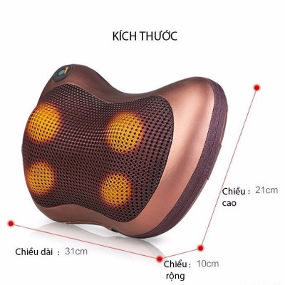 Gối massage hồng ngoại 8 bi matxa cổ, lưng, vai, gáy, toàn thân - hàng chính hãng