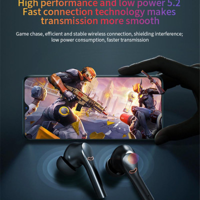 CINCATDY Tai Nghe Gaming True Wireless Earbuds Headphone Bluetooth V5.0 Phiên Bản Nâng Cấp Headset Dock Sạc có Led Báo Pin Kép J5 ANC