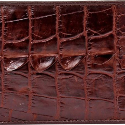 Ví Nam Da Cá Sấu Gai Đuôi Huy Hoàng HT2208 (12.5 x 10 cm) - Nâu Đỏ