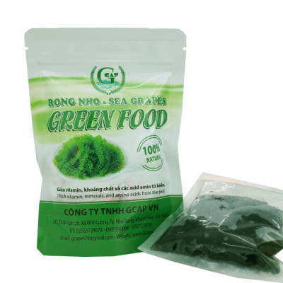 Rong nho biển GREEN FOOD - Sea grapes - Giàu vitamin, khoáng chất và các axit amin - Combo 2 túi zipper 100G tặng kèm nước chấm mè rang 180ml