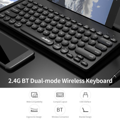 Bàn phím không dây Ajazz 320i Bàn phím không dây 2.4GHz BT -công thái học 79 Phím Bàn phím có giá đỡ - Màu trắng
