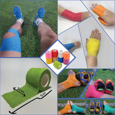 Combo 2 Cuộn Băng Cuốn Tự Dính, Băng Cuốn Cao Su Non, Băng Keo Thể Thao Chống Chấn Thương (Kích thước 5cm*4.5m), Băng keo thể thao đá bóng, băng cuốn thể thao vải tự dính, băng quấn y tế cuốn ngón tay, cổ tay, cổ chân