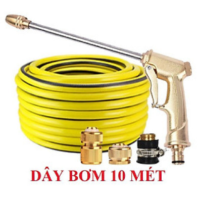  Bộ dây vòi xịt nước rửa xe, tưới cây , tăng áp 3 lần, loại 7m, 10m 206701-3 đầu đồng, cút đồng, + mở chai