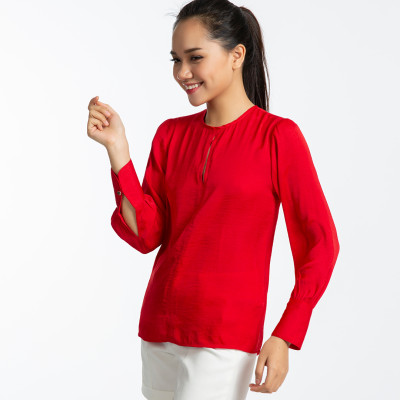 Áo Satin Lụa Áo Kiểu Đẹp Thời trang thiết kế Hity TOP103 (Đỏ Flame Scarlet)
