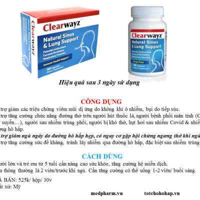 Thực phẩm hỗ trợ hô hấp Clearwayz - Tăng Đề Kháng - Sức Khoẻ Đường Hô Hấp: Hỗ trợ bệnh hen suyễn, Xoang, phổi, Ngáy ngủ, Sức khỏe mũi, Cải thiện đường thở