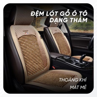 Thảm Lót Ghế Xe Ô Tô Massage Hạt Gỗ - Lưu Thông, Giảm Đau Khi Ngồi Lâu | Đệm Lót Ghế Ngồi Tấm Liền