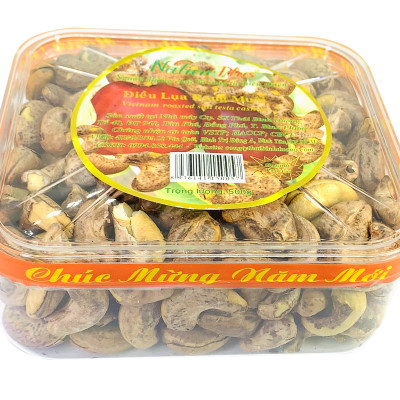 Hộp 500g | Hạt điều có vỏ lụa rang muối loại 1 A+ Cao Cấp | Natureplus
