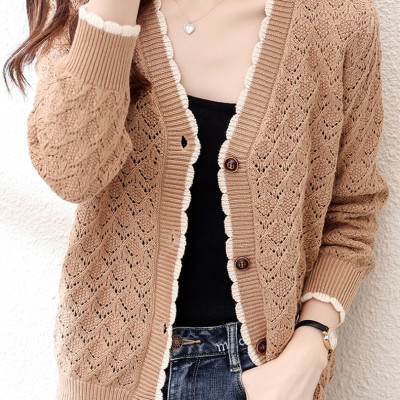 Áo khoác nữ, áo cardigan len phối ren xinh xắn K02