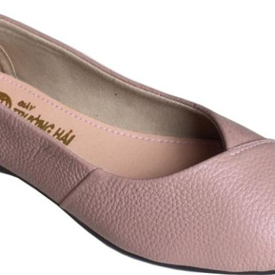 Giày búp bê Trường Hải màu hồng phấn da bò thật mềm mại đê cao su không trơn trượt  BB088 [HÌNH ẢNH THẬT ]