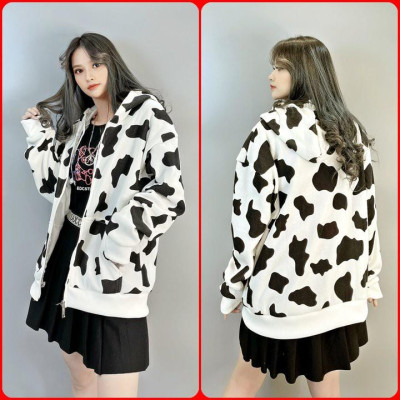 ÁO KHOÁC NỈ - QUẦN NỈ NGOẠI Bò Sữa 3D (HD2440 - Dây Kéo) (Toni Shop)