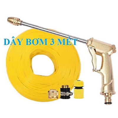 Bộ dây vòi xịt nước rửa xe, tưới cây , tăng áp 3 lần, loại 3m, 5m 206701-3Dđầu đồng,cút,nối đồng+  móc khoá