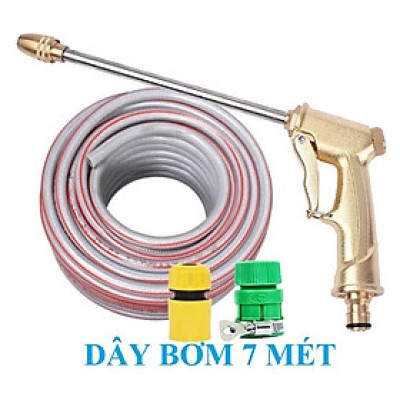 ️ Bộ dây vòi xịt nước rửa xe, tưới cây .tăng áp 3 lần, loại 7m, 10m 206701-3 đầu đồng,cút,+ tặng túi đựng bút