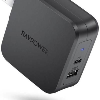 Combo RAVPower Củ Sạc Điện Thoại USB Type-C 61W RP-PC105 + Dây Cáp Sạc Type C to Type C RP-CB047 - Hàng Chính Hãng