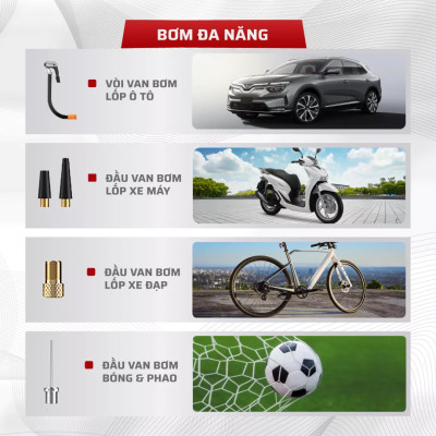 Bơm Lốp, Kích Bình Ô Tô, Xe Máy 4in1 GDV TS03 Pin LI-PO 12000mAh Kiêm Sạc Dự Phòng, Đèn Pin Chiếu Sáng - Hàng Chính Hãng