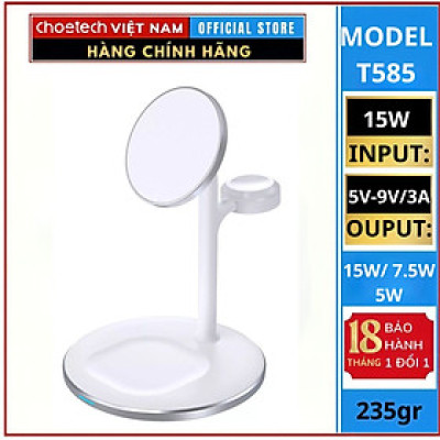 Đế sạc Choetech T585-F không dây Mag-safe 3 in 1 dành cho IP, AIR-PODS, AP-PLE WATCH (Hàng chính hãng)