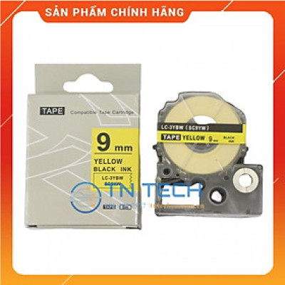 Nhãn in TEPRA - EPSON LC-3YBW (SC9YW) – Chữ đen nền vàng 9MM X 8M  - Dùng cho máy in nhãn TEPRA - EPSON [Hàng nhập khẩu]