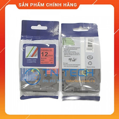 Nhãn In HZE-FX431 - Đen nền đỏ 12mm x 8m - Dùng cho máy in BROTHER - AIMO - PUTY [Hàng nhập khẩu]