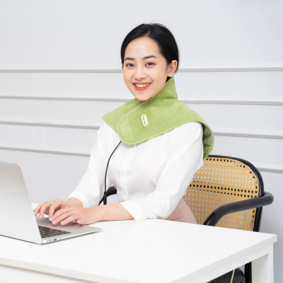 Bộ đai chườm nóng thảo dược giảm đau vai gáy dùng điện - Hapaku