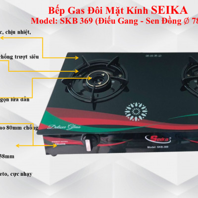 Bếp Gas Đôi Mặt Kính Seika SKB369 - Hàng Chính Hãng