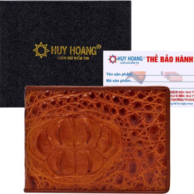 Ví Nam Da Cá Sấu Gù Đầu Huy Hoàng HT2215 (12.5 x 10 cm) - Vàng