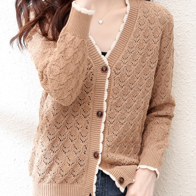 Áo khoác nữ, áo cardigan len phối ren xinh xắn K02