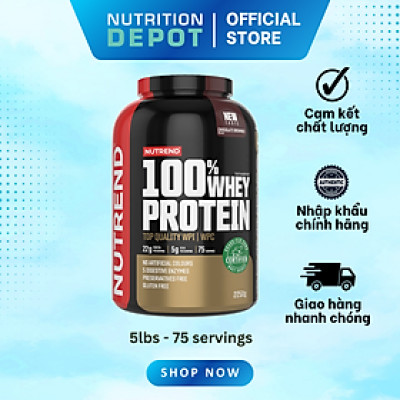 Sữa tăng cơ cho người tập gym (5lbs - 75 servings) – Nutrend 100% Whey Protein (Whey Protein Blend) - Nutrition Depot Vietnam
