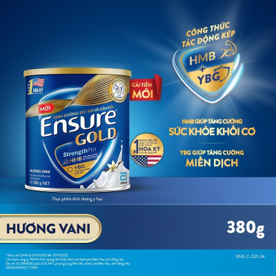 Sữa Bột Ensure Gold Abbott Hương Vani Truyền Thống (HMB) 400g/380g Giúp Tăng Cường Miễn Dịch & Sức Khỏe Khối Cơ