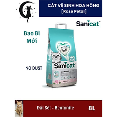 SANICAT Cát vệ sinh Hoa Hồng - (Betonite- Đất sét) - 8L