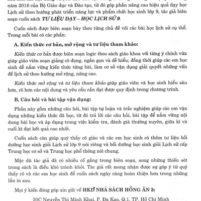 Tư Liệu Dạy - Học Lịch Sử 9 (Dùng Chung Cho Các Bộ SGK Hiện Hành) - HA