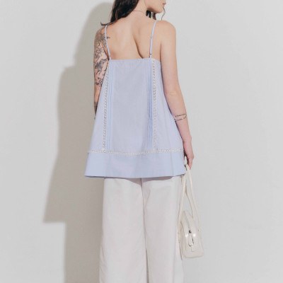 DOTTIE - Áo hai dây phối ren - Xanh biển - T1134