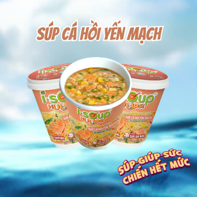 Súp Cá Hồi Yến Mạch Ăn Liền ISOUP HUUPS Hũ 23G - Súp Ăn Liền Sấy Thăng Hoa