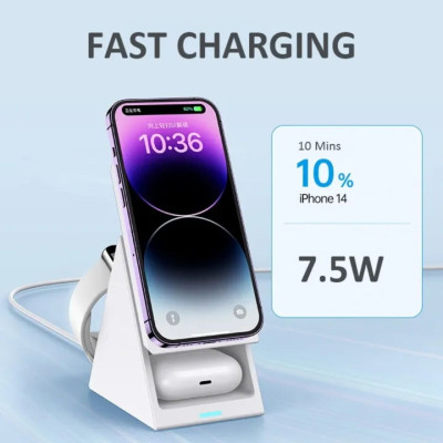 Giá đỡ Choetech T600 điện thoại mag-safe tích hợp sạc không dây 3in 1 (Hàng chính hãng)