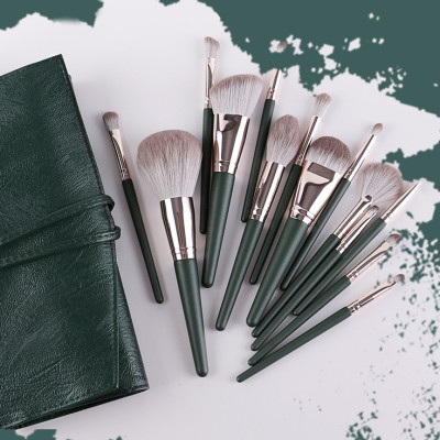 Bộ Cọ Makeup 14 Cây Cán Xanh Cao Cấp Lông Siêu Mịn Tiện Dụng Đầy Đủ Chức Năng Trang Điểm Cá Nhân Hiệu Quả DRU - Hàng Chính Hãng
