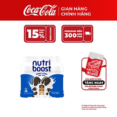 Lốc  6 Chai Thực phẩm bổ sung Nước uống sữa trái cây Nutriboost hương bánh quy kem 297ml/Chai Coca-Cola Official Store_TK