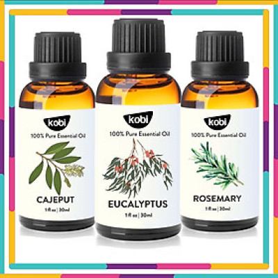 Combo 3 Tinh Dầu Xông Phòng Kobi: Tinh Dầu Tràm Gió (30ml) + Tinh Dầu Khuynh Diệp (30ml) + Tinh Dầu Hương Thảo (30ml) - Tinh Dầu Thiên Nhiên Nguyên Chất, Tốt Cho Bé Sơ Sinh, Giúp Giữ Ấm Cơ Thể, Phòng Ngừa Bệnh Hô Hấp Hiệu Quả