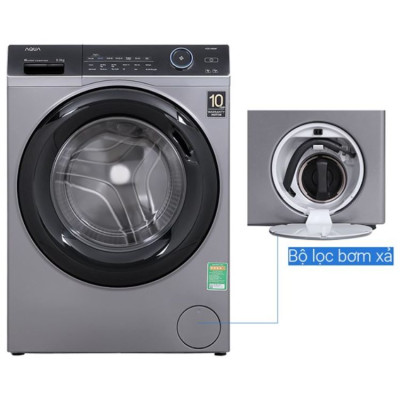 Máy giặt lồng ngang Aqua Inverter 9.0 kg AQD-A900F.S - Hàng chính hãng - Vệ sinh lồng giặt Làm mới, loại bỏ nếp nhăn và mùi khó chịu - Giặt nước nóng