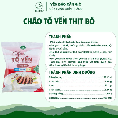 Yến Đảo - Thùng 30 Gói Cháo Yến Thịt Bò Thơm Ngon Tiện Dụng Giàu Dinh Dưỡng Cho Mọi Nhà