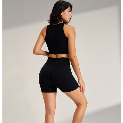 Bộ Đùi Yoga Nữ Dệt Kim Áo Mút Lót Đúc Liền Quần Đùi Nhún Mông Co Giãn Tốt Nhanh Khô